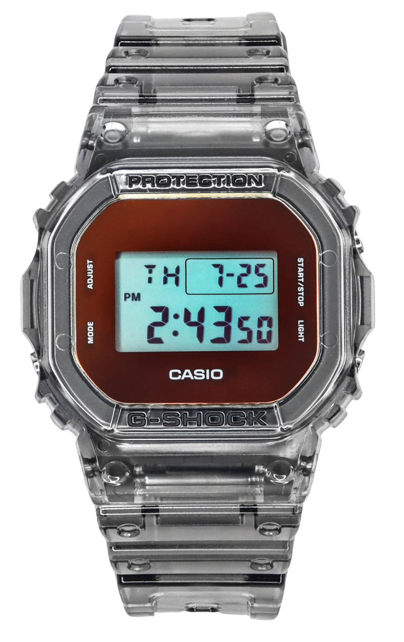 Casio G-Shock Digital Grey Translucent Resin Strap Quartz DW-5600TLS-8 200M Men's Watch