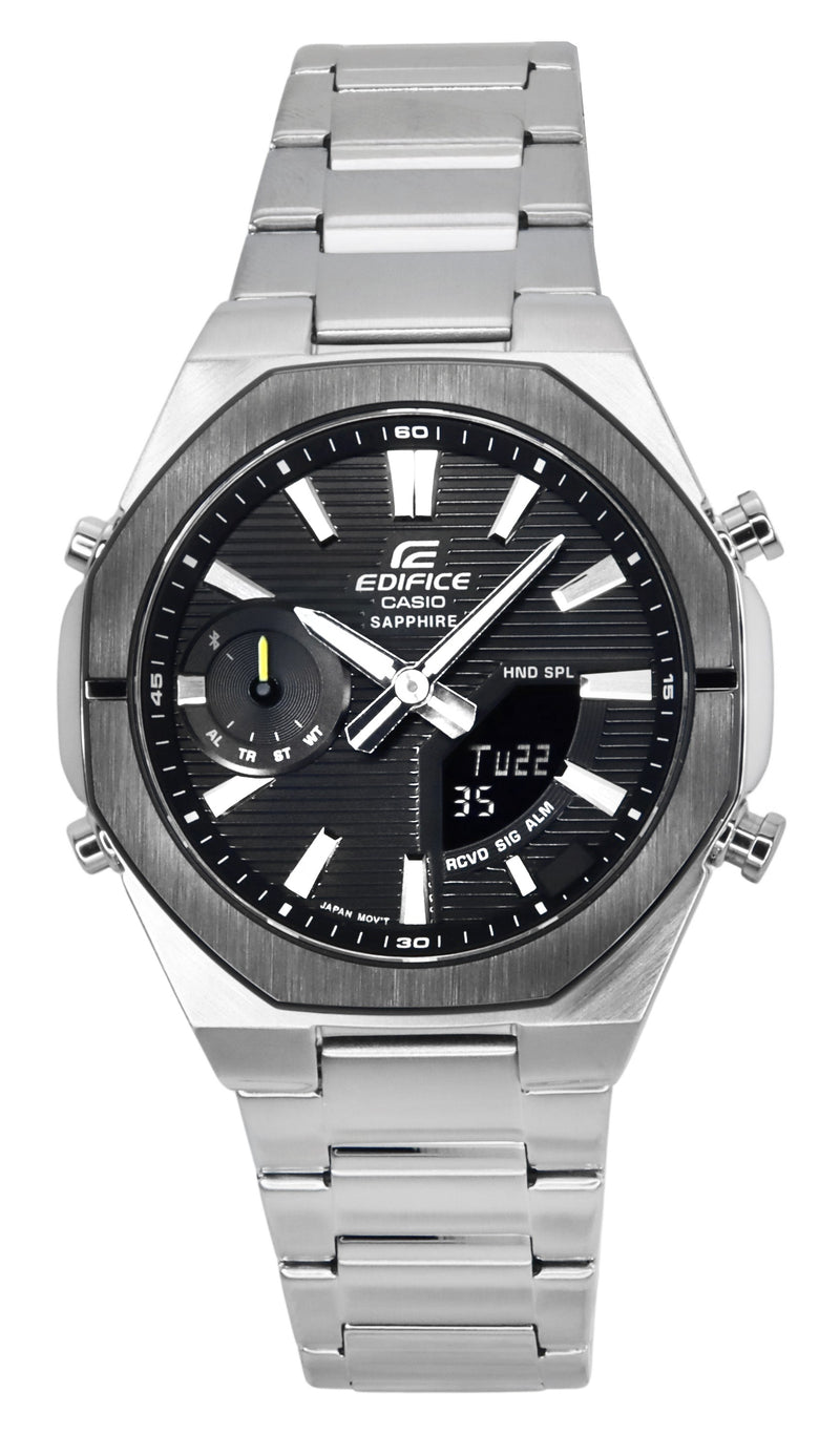 Casio Edifice Analog Digital Smartphone Link Stainless Steel Black Dial Quartz ECB-S10DB-1A 100M Mens Watch