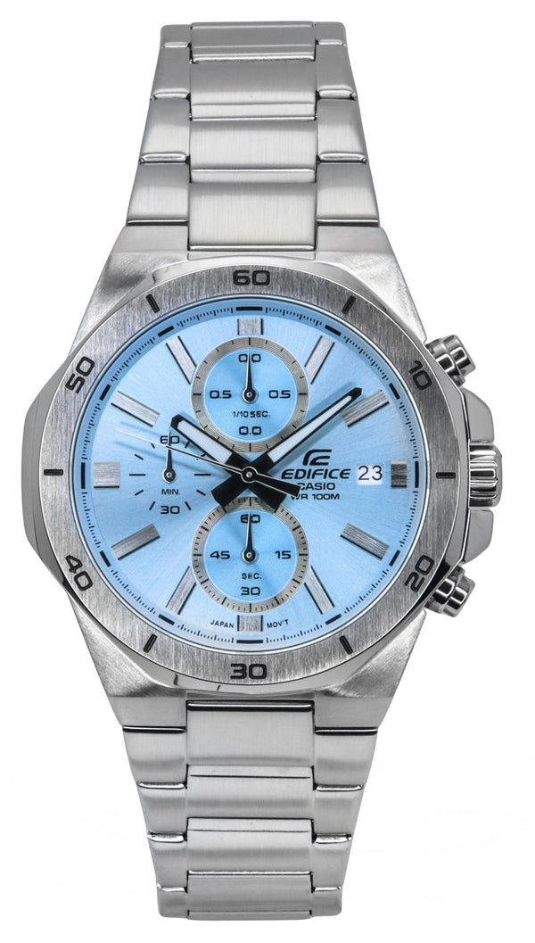 Casio Edifice Standard Chronograph Analog Stainless Steel Blue Dial Quartz EFV-640D-2BV 100M Mens Watch