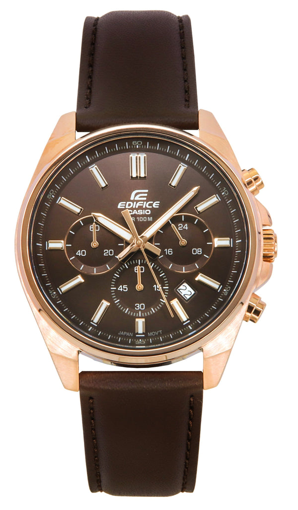 Casio Edifice Analog Standard Chronograph Brown Dial Quartz EFV-650CL-5AV 100M Mens Watch