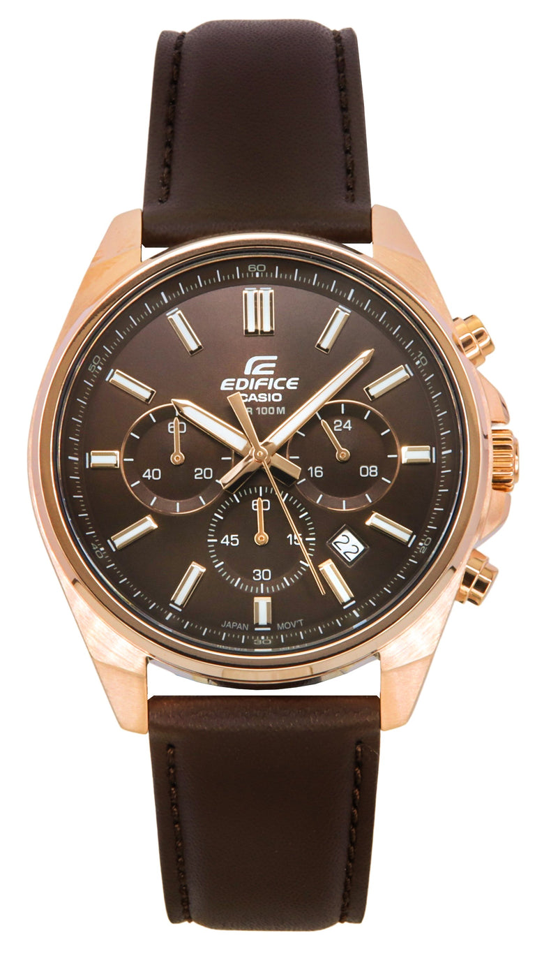 Casio Edifice Analog Standard Chronograph Brown Dial Quartz EFV-650CL-5AV 100M Mens Watch