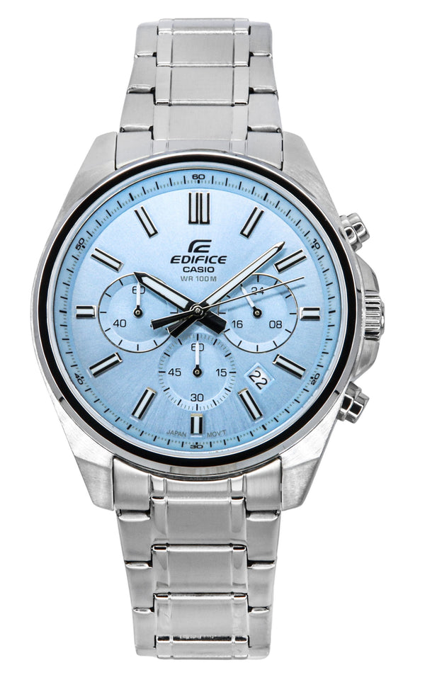 Casio Edifice Analog Standard Chronograph Light Blue Dial Quartz EFV-650D-2BV 100M Mens Watch