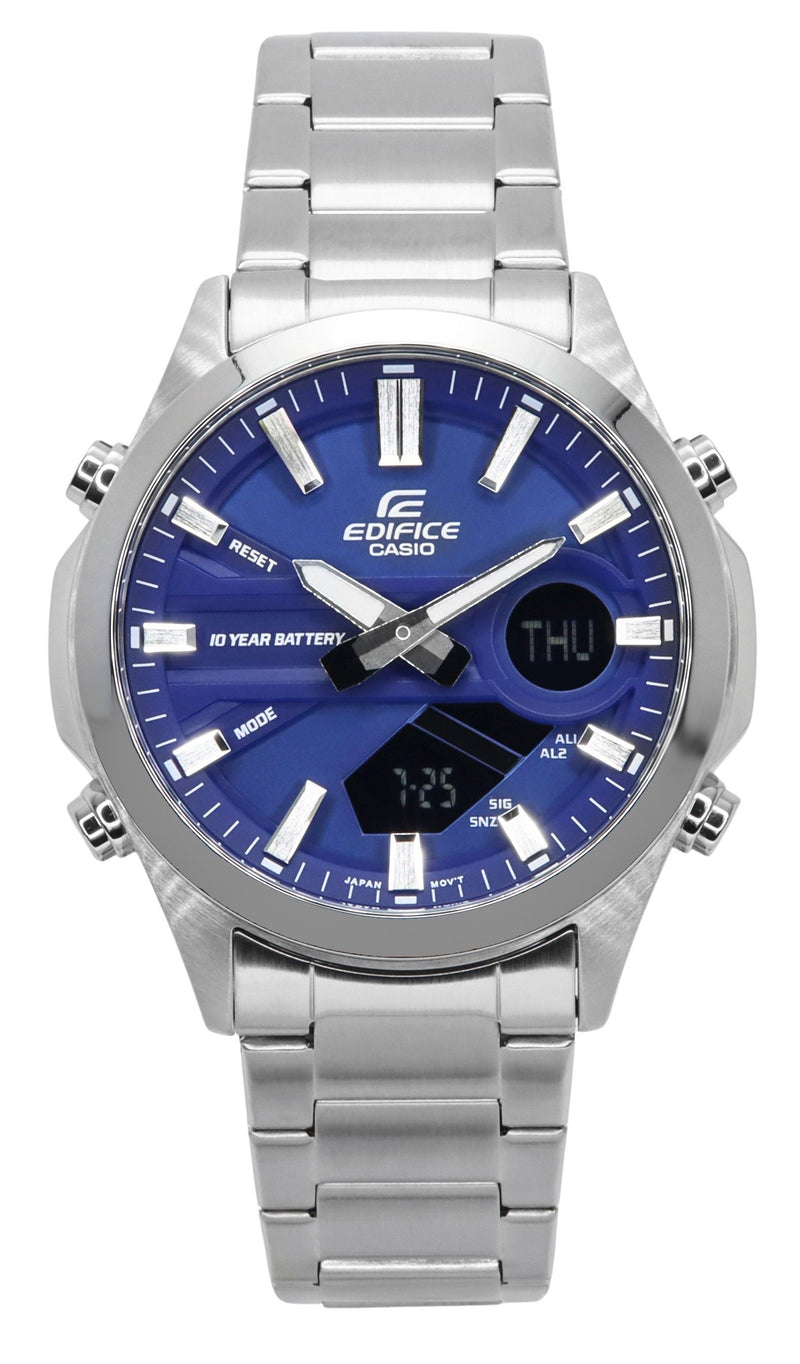 Casio Edifice Analog Digital Stainless Steel Blue Dial Quartz EFV-C120D-2A 100M Men's Watch