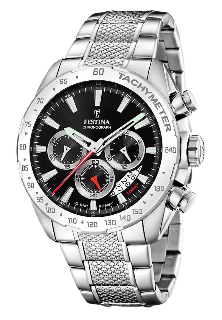 Festina Chrono Sport Stainless Steel Black Dial Quartz F20668-4 100M Men's Watch