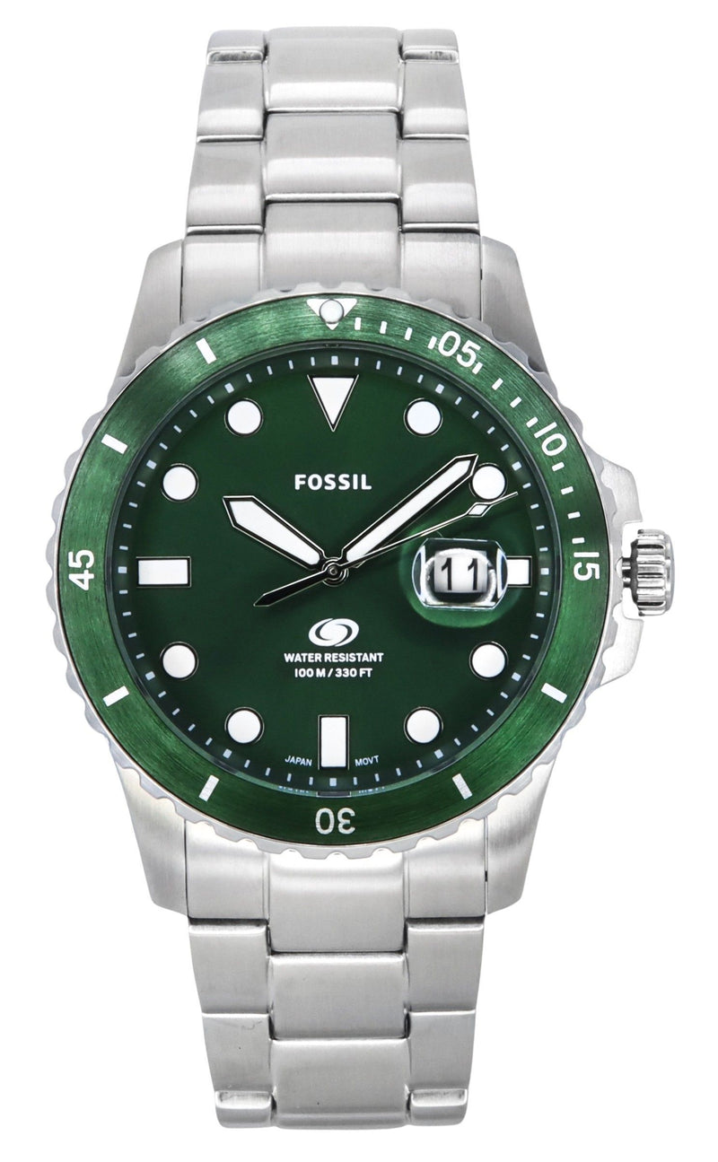 Fossil Blue Dive Stainless Steel Green Dial Quartz FS6033 100M Men's Watch