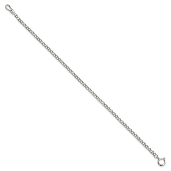 Silver-tone Steel 4.5mm Double Link Curb Pocket Watch Chain