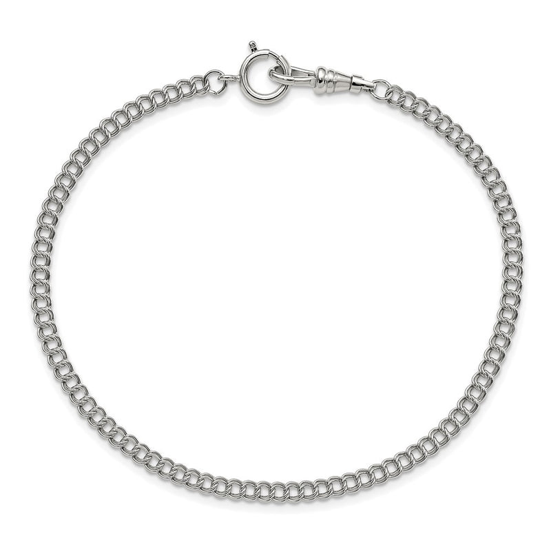 Silver-tone Steel 4.5mm Double Link Curb Pocket Watch Chain