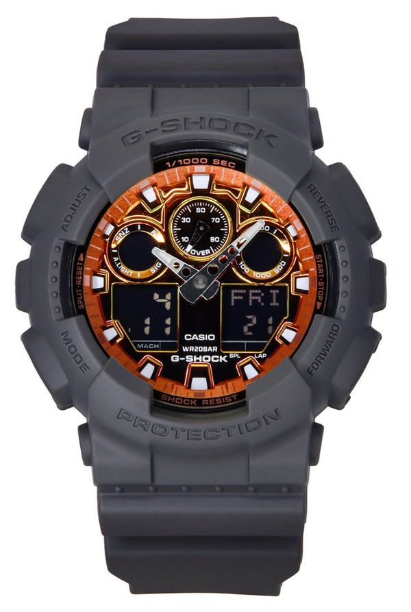 Casio G-Shock Analog Digital Resin Strap Multicolor Dial Quartz GA-100FL-8A 200M Mens Watch