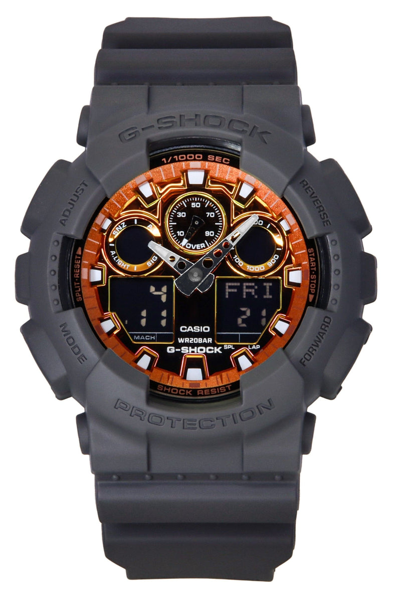 Casio G-Shock Analog Digital Resin Strap Multicolor Dial Quartz GA-100FL-8A 200M Mens Watch