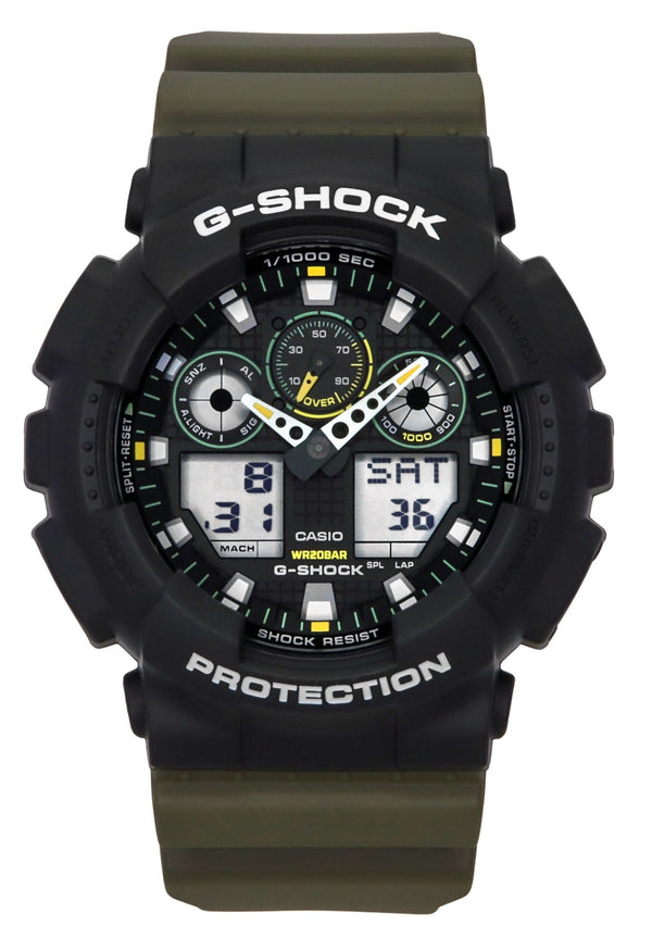 Casio G-Shock Analog Digital Resin Strap Black Dial Quartz GA-100TU-1A3 200M Men's Watch