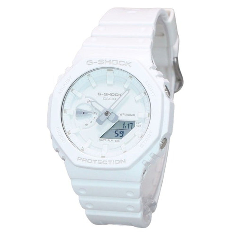 Casio G-Shock Tone-on-Tone Analog Digital Resin Strap White Dial Quartz GA-2100-7A7 Men's Watch