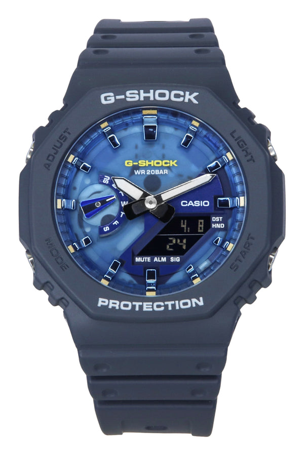 Casio G-Shock Analog Digital Bio-Based Resin Strap Blue Dial Quartz GA-2100AS-2A 200M Mens Watch