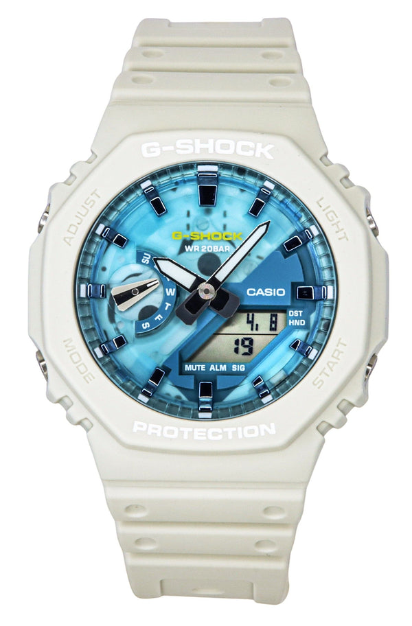 Casio G-Shock Analog Digital Bio-Based Resin Strap Blue Dial Quartz GA-2100AS-5A 200M Mens Watch