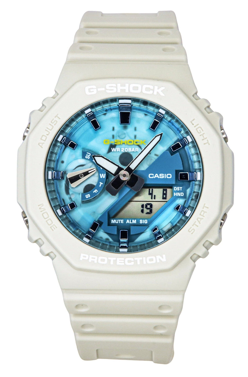 Casio G-Shock Analog Digital Bio-Based Resin Strap Blue Dial Quartz GA-2100AS-5A 200M Mens Watch