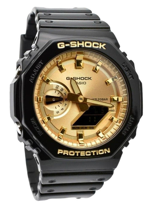 Casio G-Shock Analog Digital Black And Gold Color Resin Strap Quartz GA-2100GB-1A 200M Men's Watch