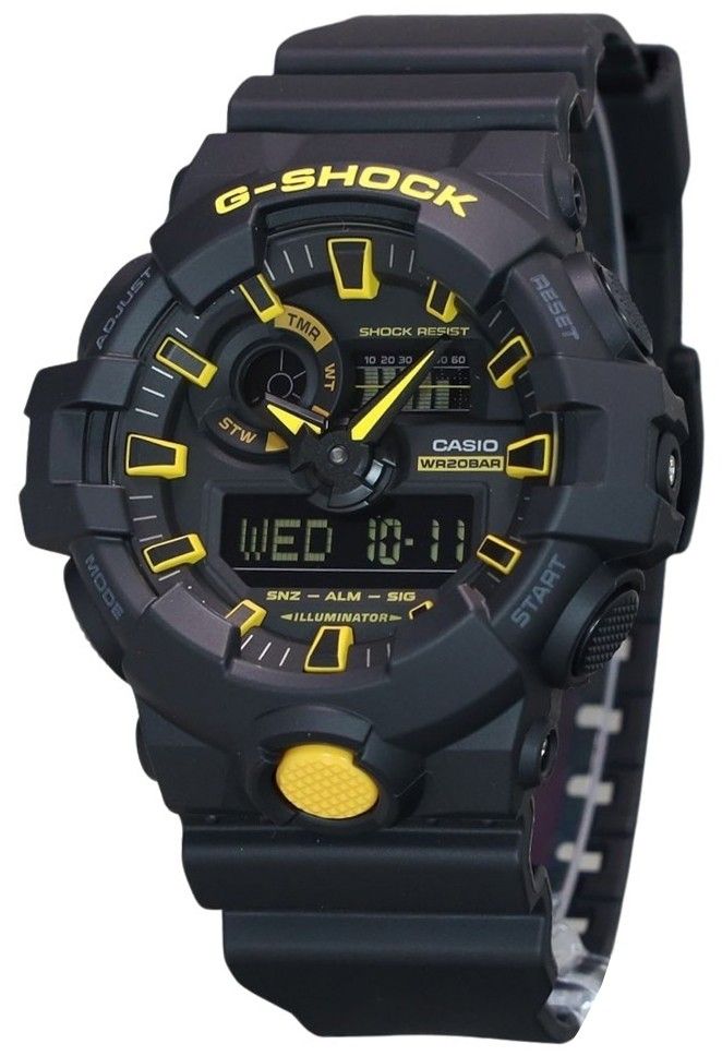 Casio G-Shock Caution Yellow Analog Digital Resin Strap Black Dial Quartz GA-700CY-1A 200M Men's Watch