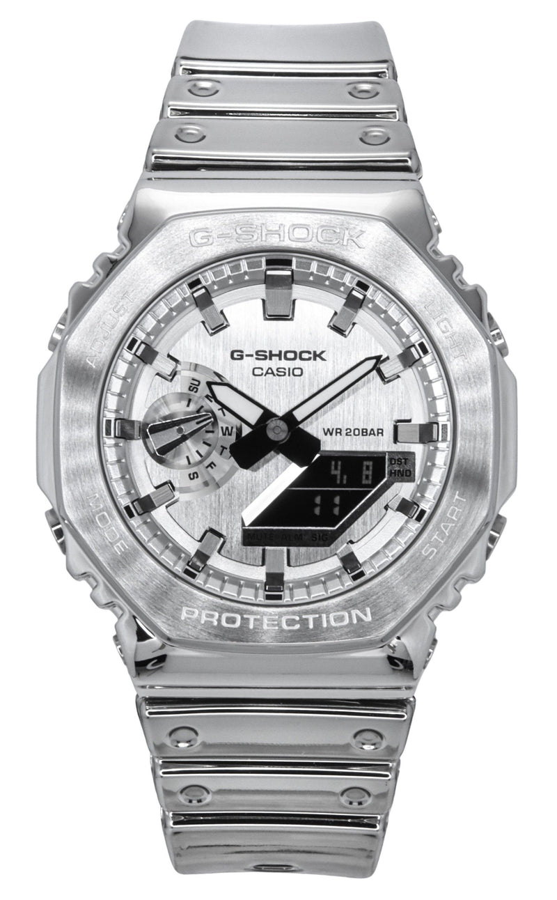 Casio G-Shock G-Steel Fine Metallic Tough Silicone Strap Grey Dial Quartz GM-2100YM-8A 200M Mens Watch