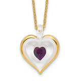 Glass Baron 22K Accent Gilding Gold-trim Glass with Purple February Birthstone Crystal Heart 18 inch Gold-tone Necklace