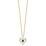 Glass Baron 22K Accent Gilding Gold-trim Glass with Green May Birthstone Crystal Heart 18 inch Gold-tone Necklace