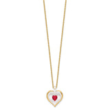 Glass Baron 22K Accent Gilding Gold-trim Glass with Red July Birthstone Crystal Heart 18 inch Gold-tone Necklace