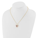 Glass Baron 22K Accent Gilding Gold-trim Glass with Red July Birthstone Crystal Heart 18 inch Gold-tone Necklace