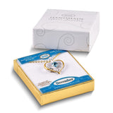 Glass Baron 22K Accent Gilding Gold-trim Glass with Blue December Birthstone Crystal Heart 18 inch Gold-tone Necklace