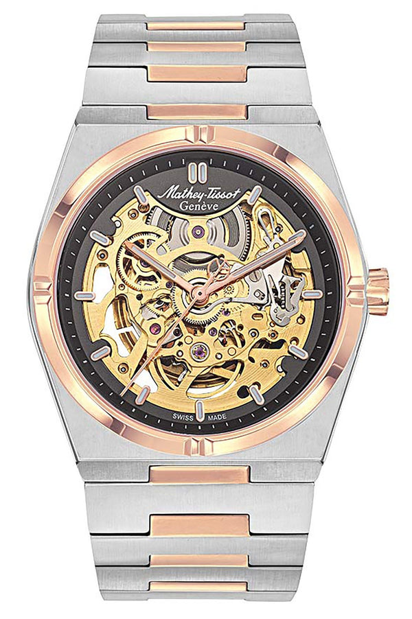 Mathey-Tissot Zeus Skeleton Two Tone Stainless Steel Grey Dial Automatic H118CFRS Men's Watch