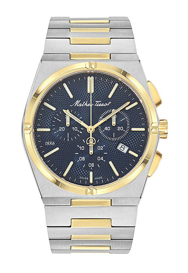 Mathey-Tissot Zeus Chrono Two Tone Stainless Steel Blue Dial Quartz H118CHBBU Men's Watch