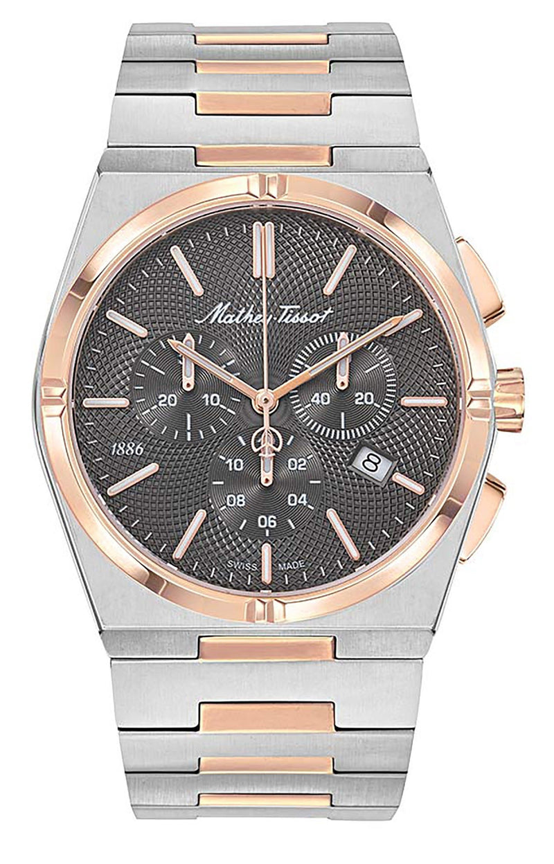 Mathey-Tissot Zeus Chrono Two Tone Stainless Steel Black Dial Quartz H118CHRS Men's Watch