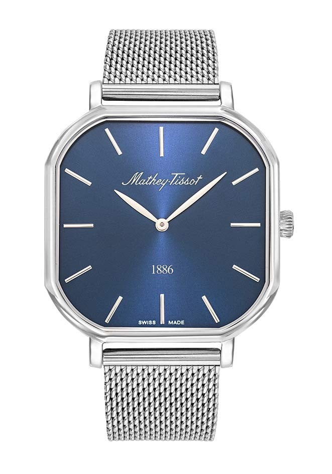Mathey-Tissot Monsoon Square Stainless Steel Blue Dial Quartz H7917ABU Men's Watch