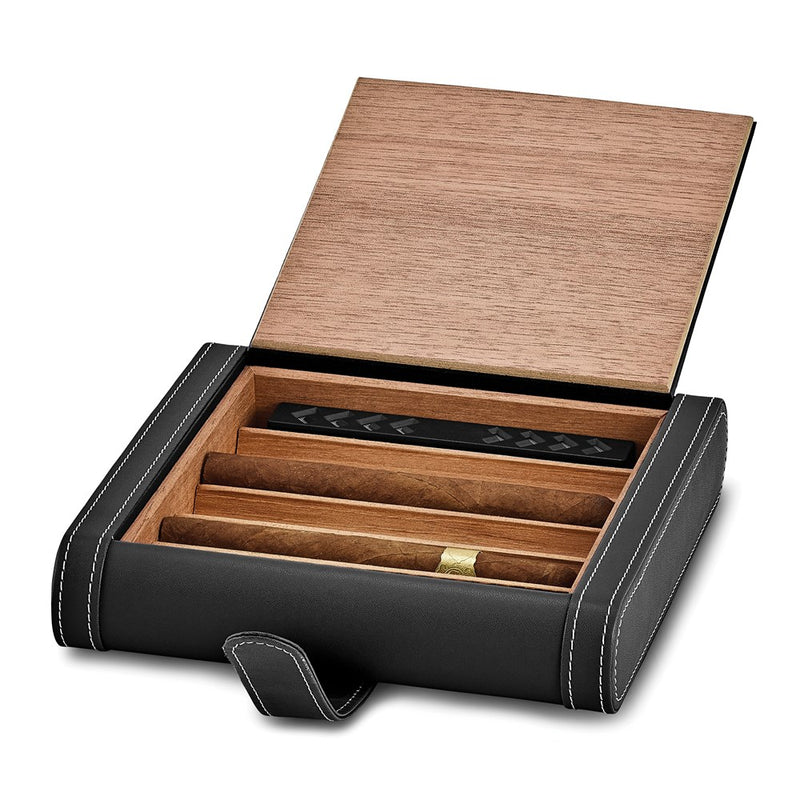 Luxury Giftware by Jere Black Polyurethane Cedar-Lined 5-Cigar Travel Humidor