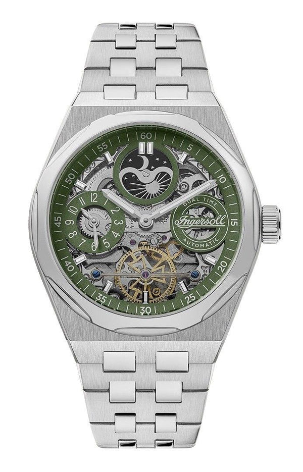 Ingersoll The Broadway Dual Time Green Skeleton Dial Automatic I12905 Men's Watch