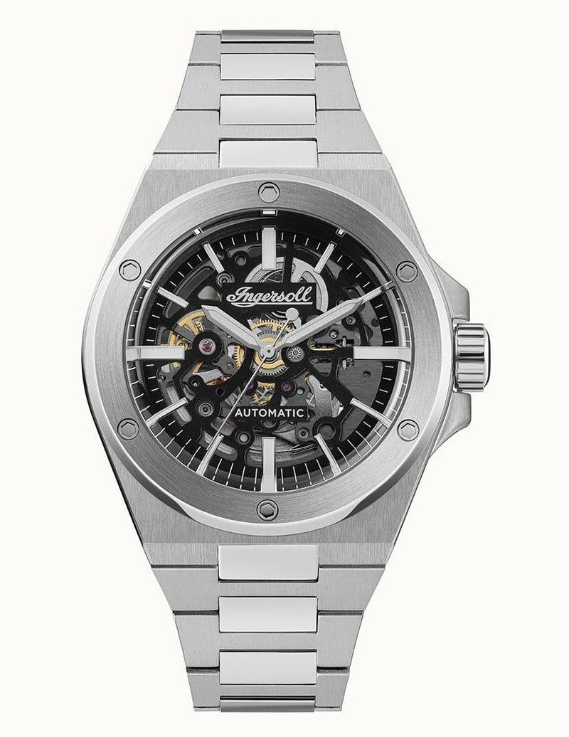 Ingersoll The Baller Stainless Steel Black Skeleton Dial Automatic I15002 Men's Watch