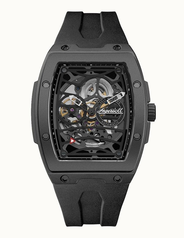 Ingersoll The Rim Polyurethane Strap Black Skeleton Dial Automatic I16201 Men's Watch