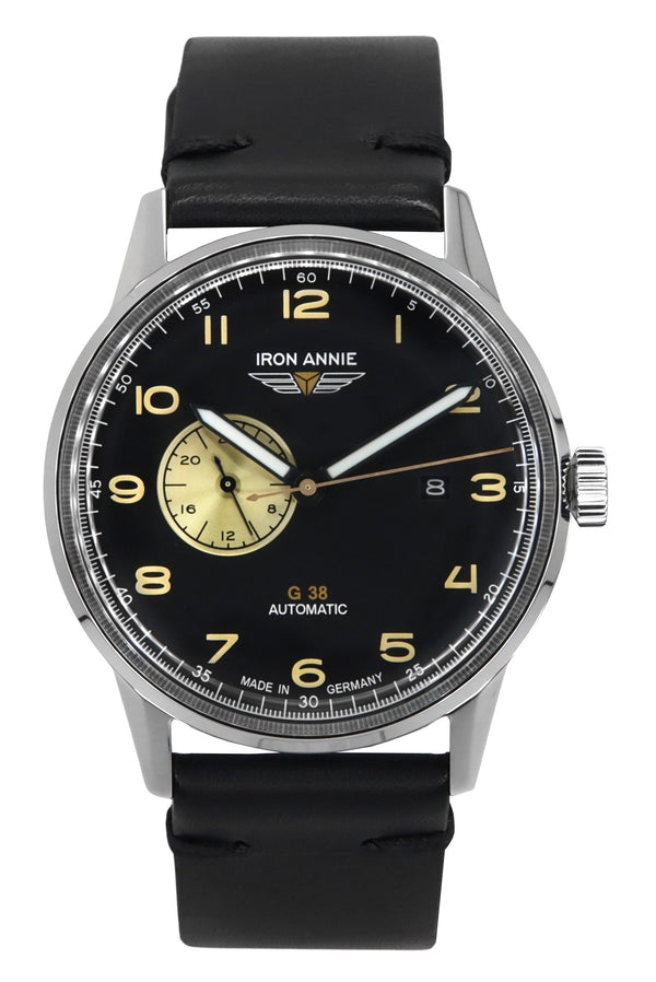 Iron Annie G38 Leather Strap Black Dial Automatic 53682 100M Men's Watch