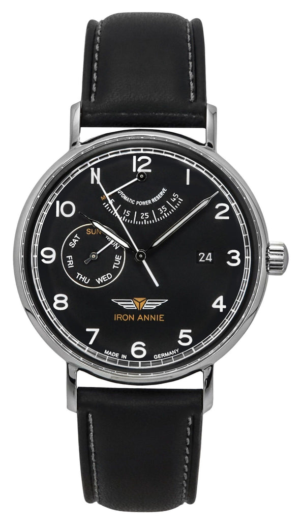 Iron Annie Amazonas Impression Leather Strap Black Dial Automatic 59602 Men's Watch