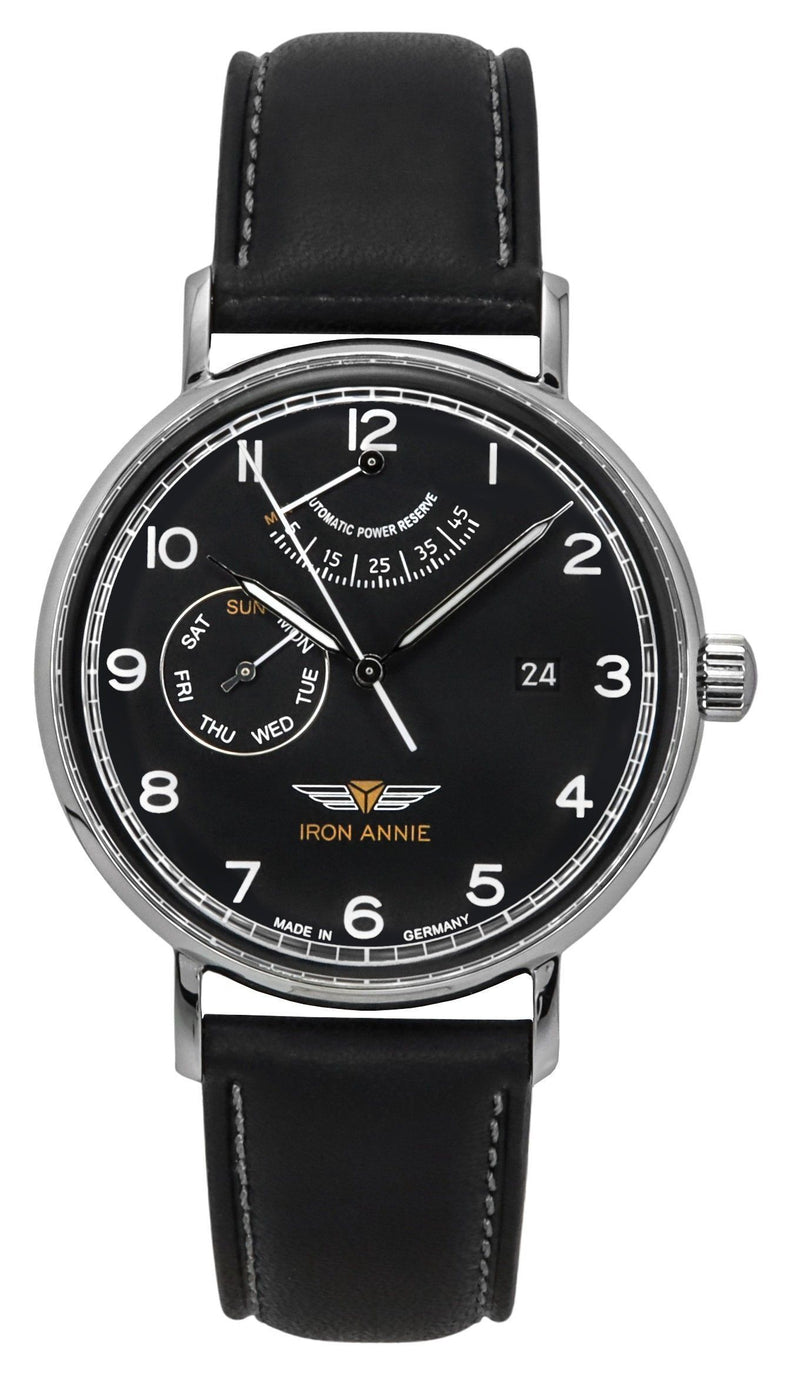 Iron Annie Amazonas Impression Leather Strap Black Dial Automatic 59602 Men's Watch