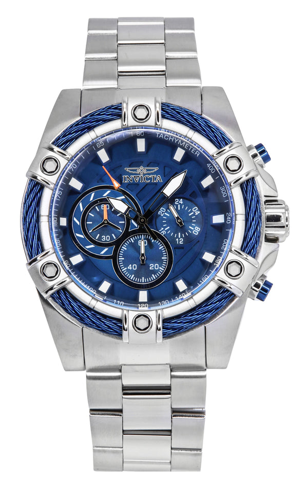 Invicta Bolt Chronograph Stainless Steel Blue Dial Quartz 25513 100M Men's Watch