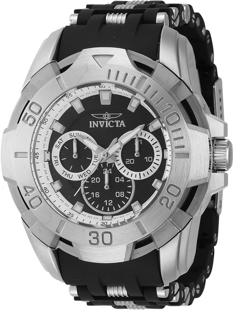 Invicta Sea Spider Stainless Steel And Polyurethane Strap Black Dial Quartz 44120 100M Men's Watch