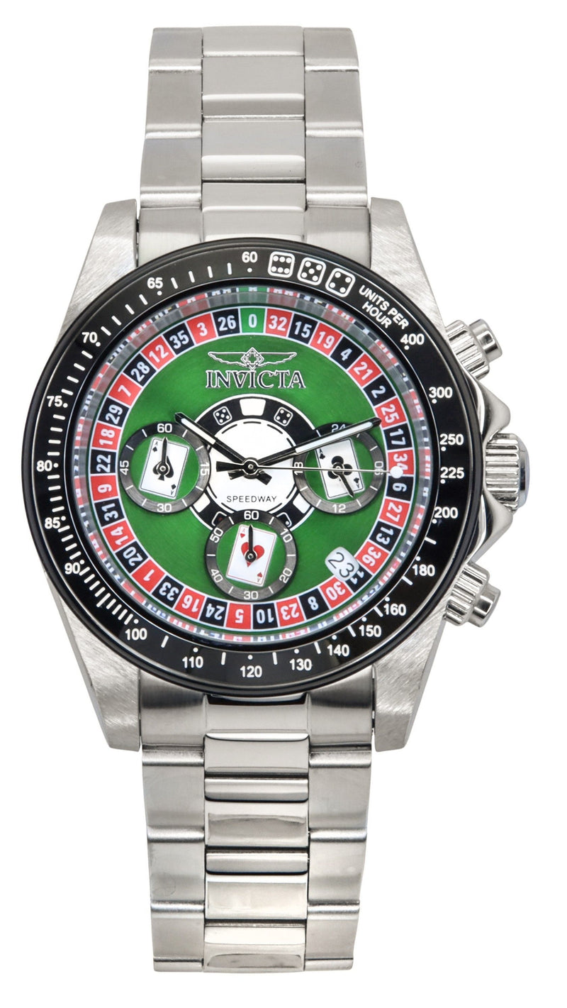 Invicta Speedway Roulette Casino Chronograph GMT Green Dial Quartz 44642 200M Men's Watch