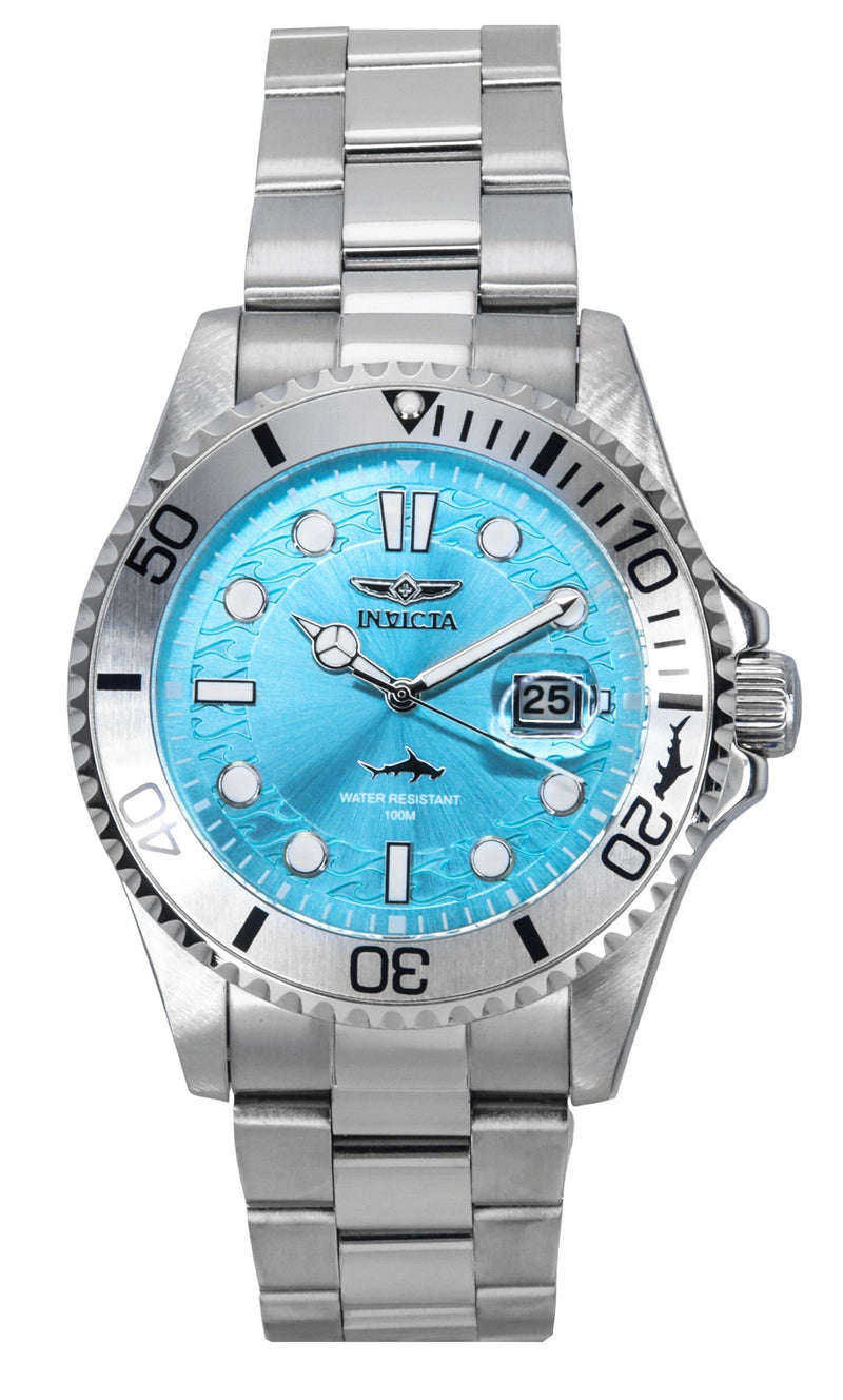 Invicta Pro Diver Stainless Steel Light Blue Dial Quartz 44715 100M Mens Watch