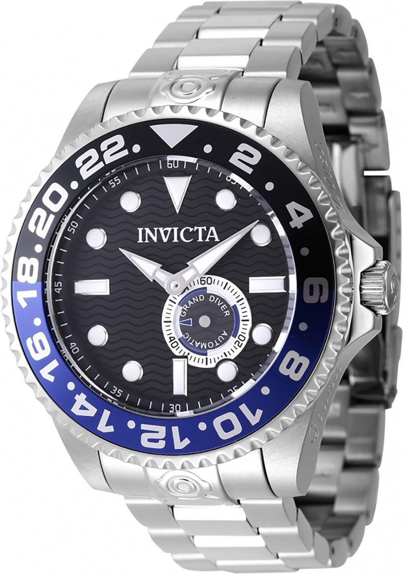 Invicta Pro Diver Stainless Steel Black And Blue Bezel With Black Dial Automatic Diver's 47295 300M Men's Watch
