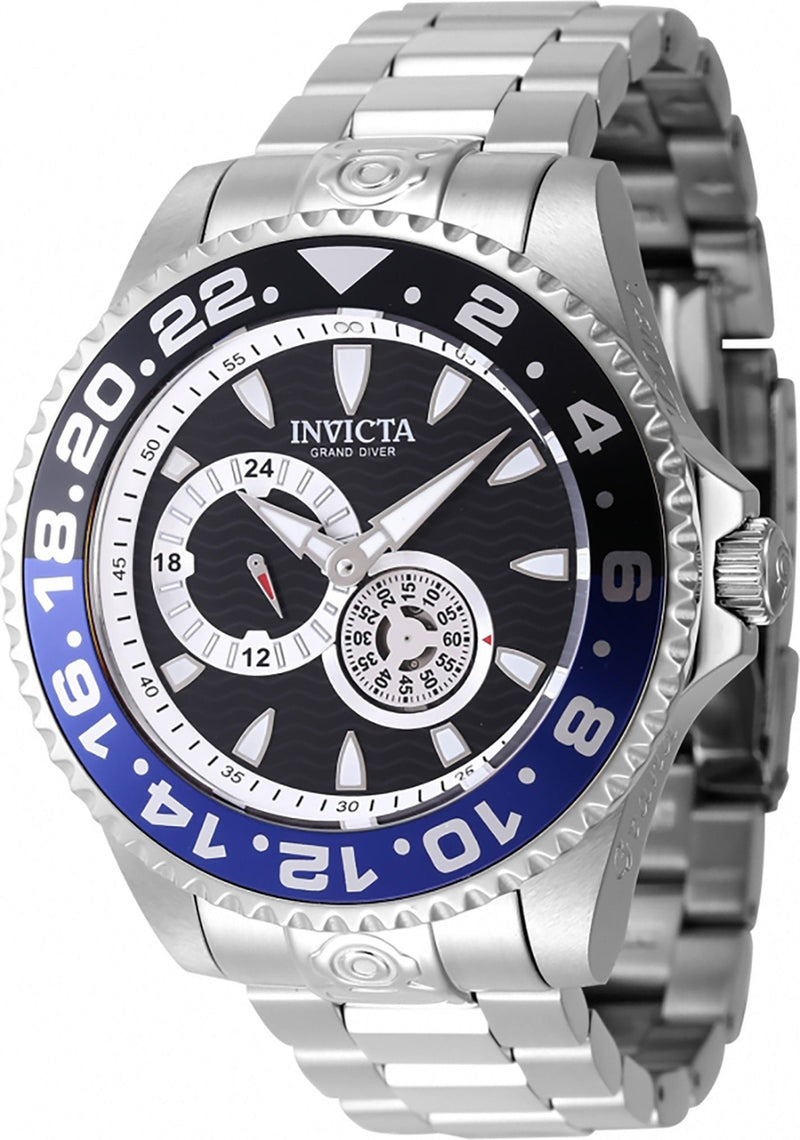 Invicta Pro Diver Stainless Steel Black And Blue Bezel With Black Dial Automatic Diver's 47300 300M Men's Watch
