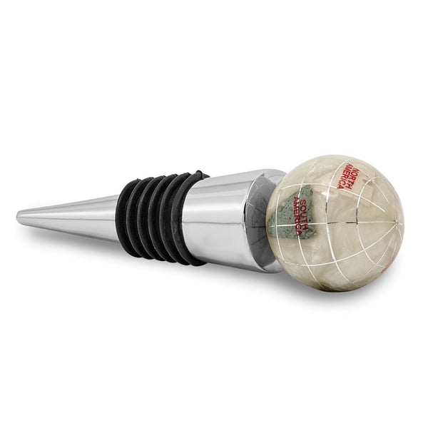 Luxury Giftware by Jere Powder Mother of Pearl Globe 30mm Gemstone Wine Stopper