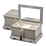 Luxury Giftware by Jere Grey Veneer and Painted Finish Locking Wooden Jewelry Box