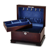 Luxury Giftware by Jere Matte Cherry Finish Bubinga Veneer w/Tray Locking Wooden Jewelry Chest