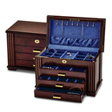 Luxury Giftware by Jere Matte Rosewood Burl Veneer 3-drawer Locking Wooden Jewelry Box