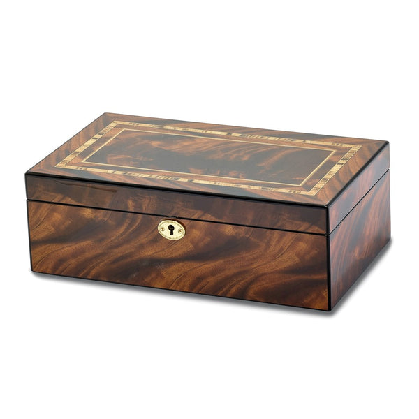 Luxury Giftware by Jere Tiger Wood Veneer High Gloss Finish Multi Use Locking Collector Box