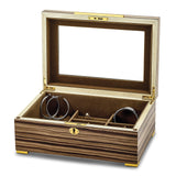 Luxury Giftware by Jere Matte Finish South American Vine Veneer Beveled Glass Lid Locking Wooden 10-Watch and Jewelry Box
