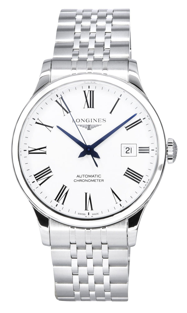 Longines Record Chronometer Stainless Steel White Dial Automatic L2.821.4.11.6 Men's Watch